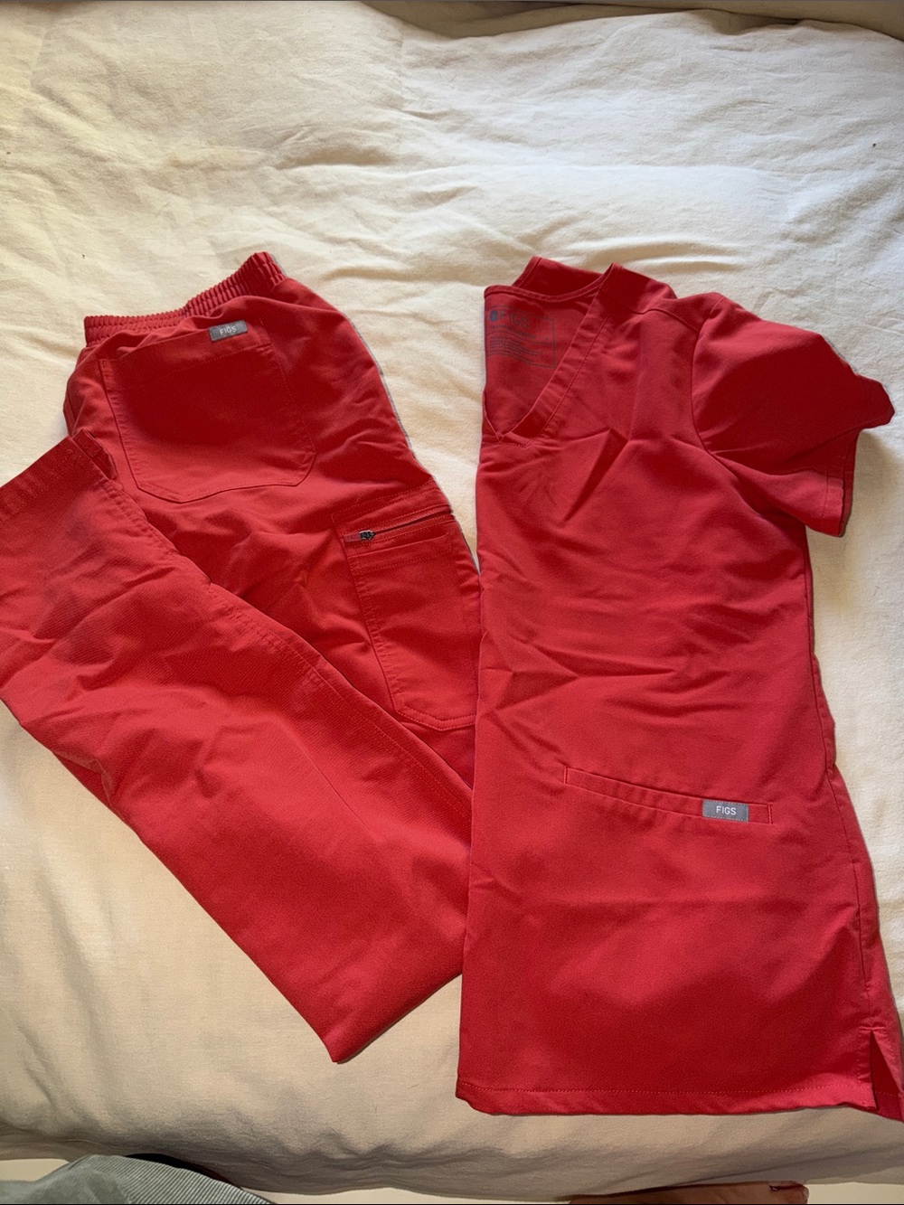 Figs Women's Red Scrub Top & Jogger Pants Set